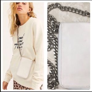 Free People White Leather Chunky Chain Lanyard